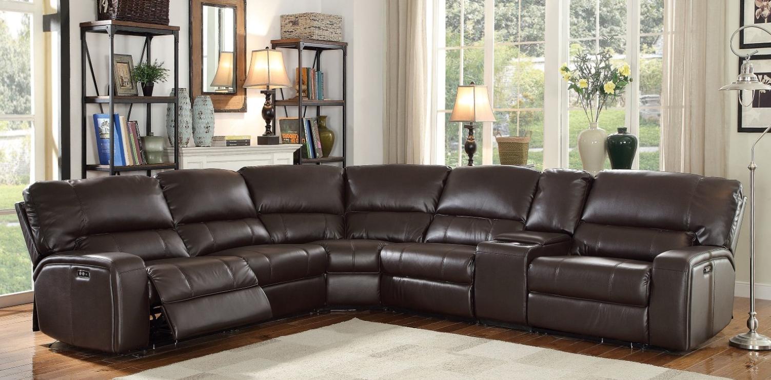 Contemporary, Traditional Reclining Sectional Saul  54155 Saul-54155 in Espresso Leather