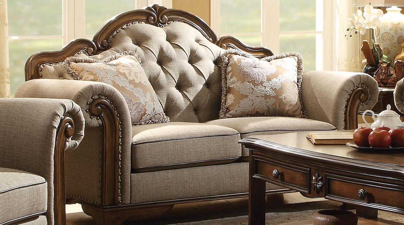 

                    
Buy Acme Furniture 56170 Valletta Classic Latte Tufted Fabric Oak Wood Sofa Set 3Pcs
