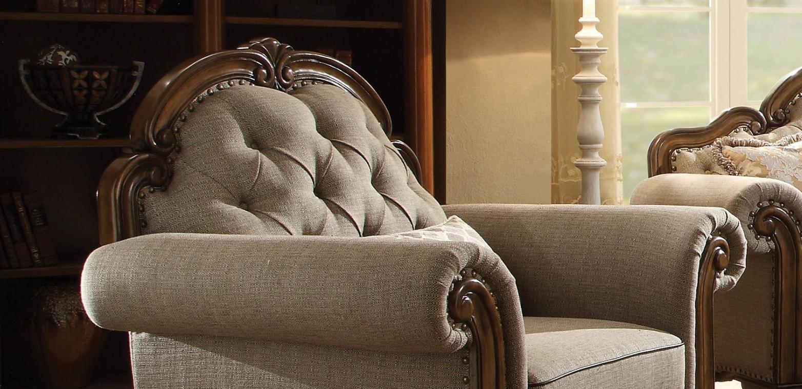

    
 Order  Acme Furniture 56170 Valletta Classic Latte Tufted Fabric Oak Wood Sofa Set 3Pcs
