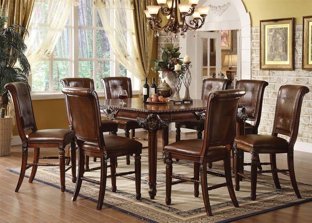 

    
Cherry Finish Counter Height Dining Table Set 9Pcs Acme Furniture  60080 Winfred
