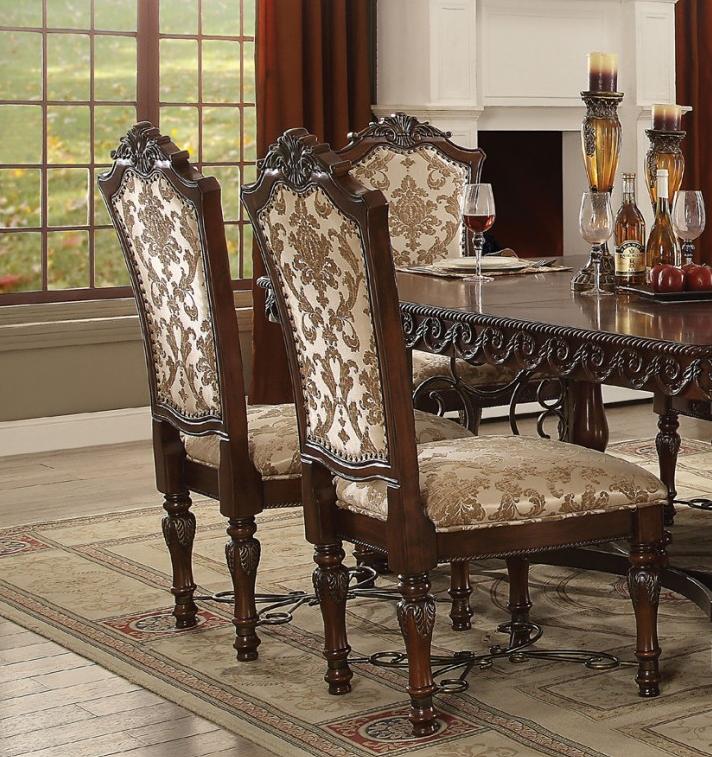 

                    
Acme Furniture Wycliff Dining Table Set Cherry Fabric Purchase 
