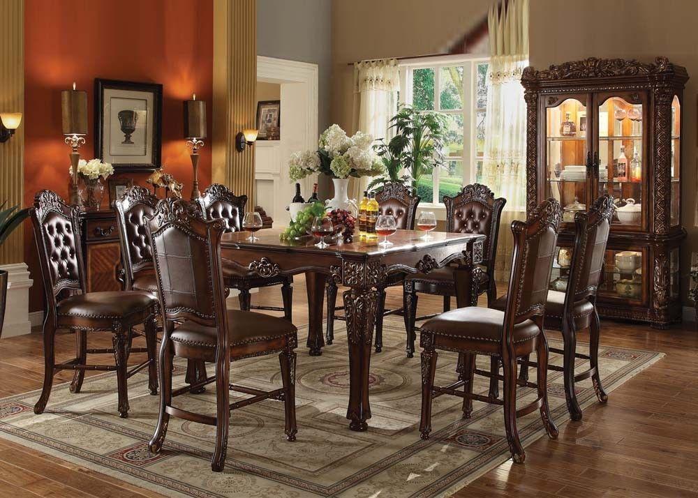 

    
Cherry Counter Height Dining Room Set 9Pcs Classic Acme Furniture 62025 Vendome
