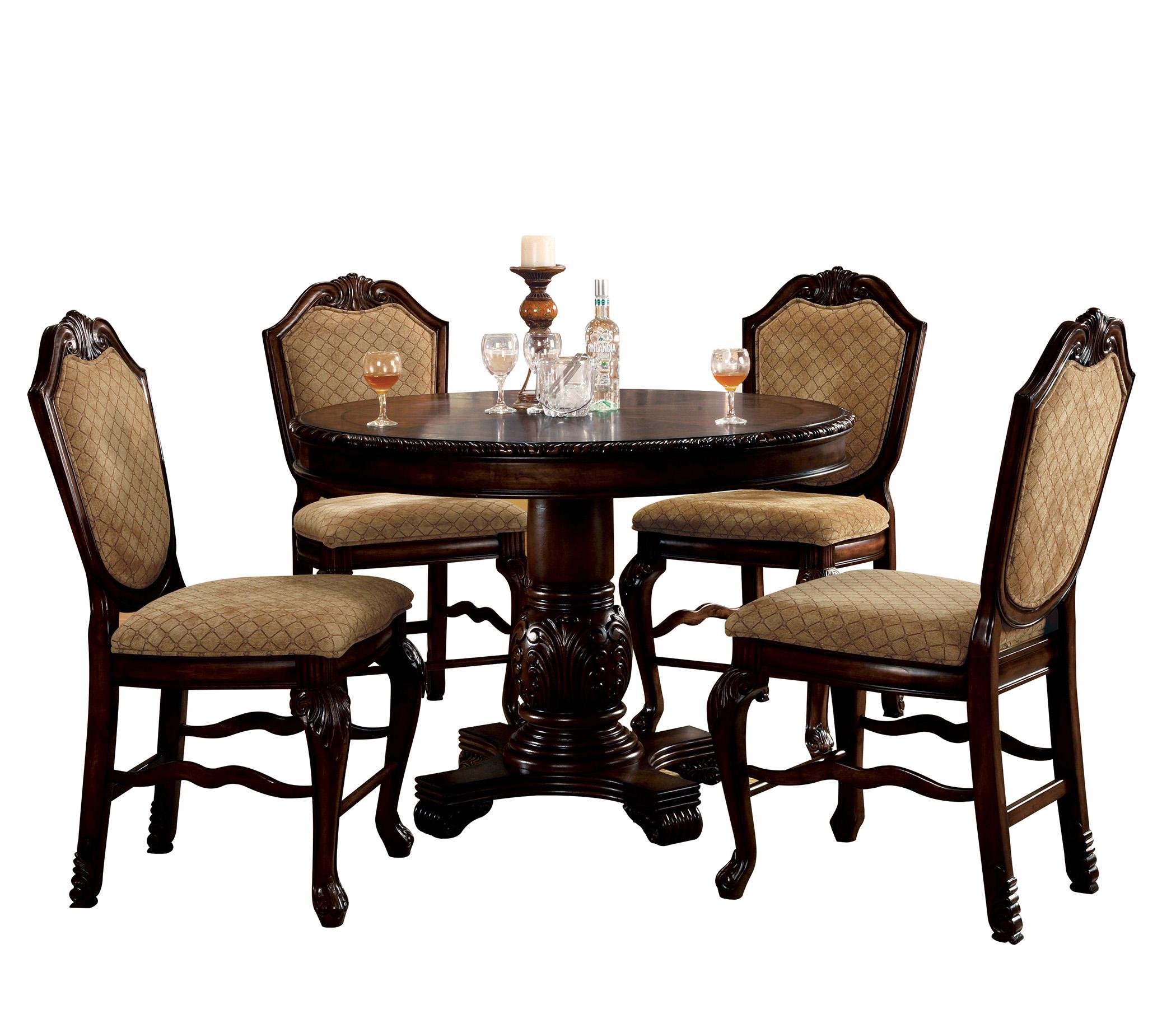 

    
Espresso Counter Height Table Set 5Pcs Traditional Chateau de Ville-64082 Acme
