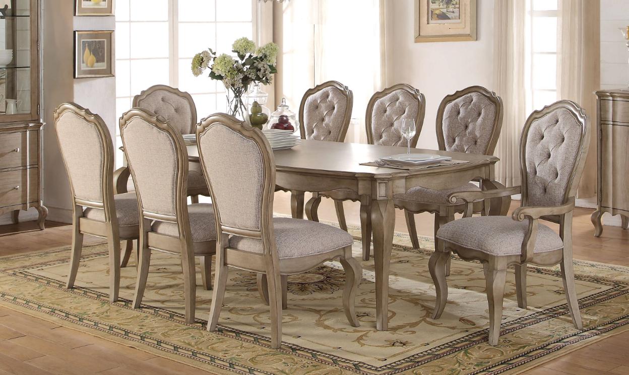 Classic, Traditional Dining Table Set Chelmsford 66050 66050 Chelmsford-Set-9 in Taupe Fabric