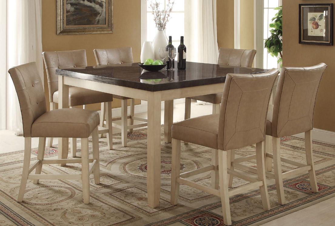 

    
Limestone Marble & Antique White Dining Table Set 7Pc Acme Furniture 71760 Faymoor
