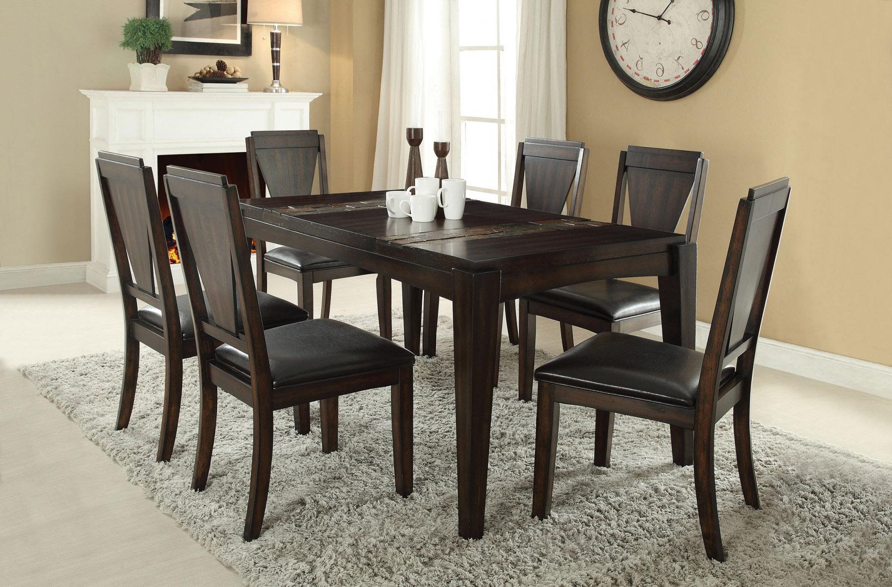 

    
Acme 71900 Goldcliff  Walnut Stone Inserts Dining Table Set 7Pcs Contemporary
