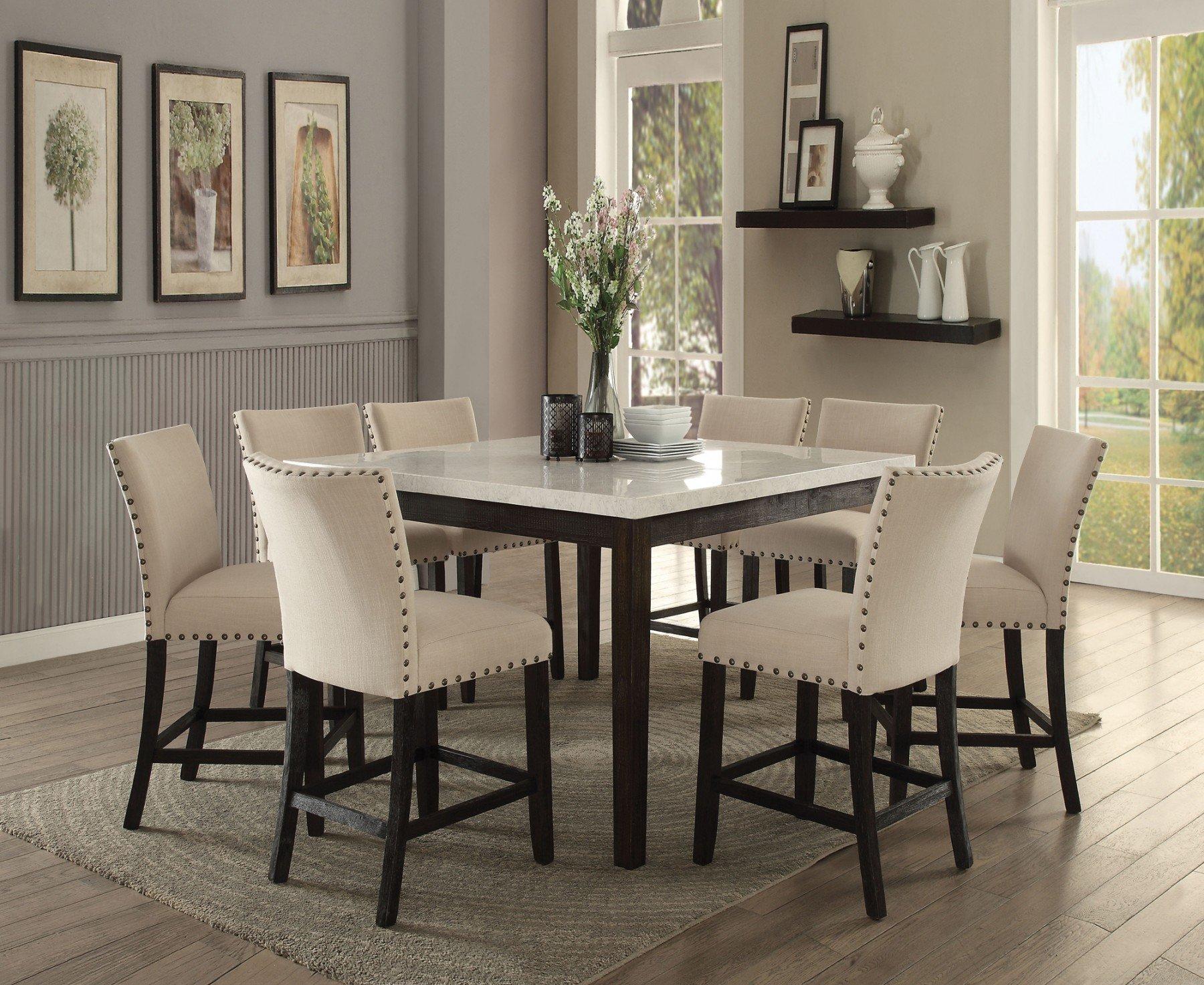 

    
Casual White Marble Top Counter Height Dining Set 5Pcs Acme Furniture 72855 Nolan
