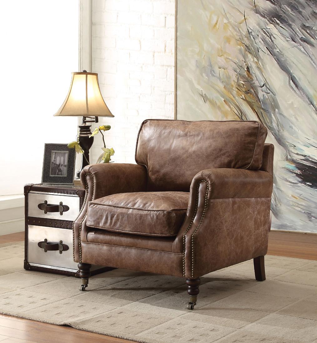 

        
Acme Furniture Dundee Accent Chair Brown Top grain leather 00840412078309
