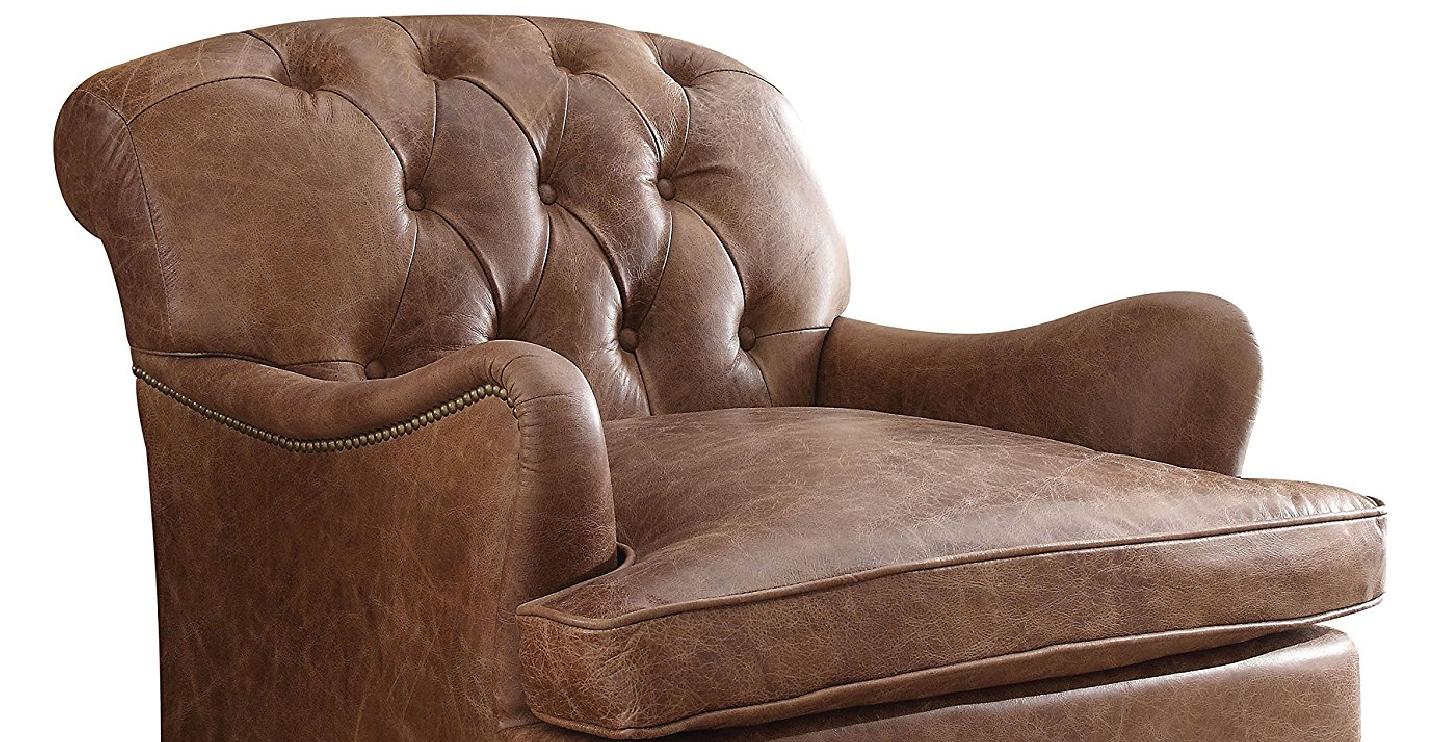 

    
Retro Brown Genuine Leather Accent Chair Acme Furniture 96677 Durham
