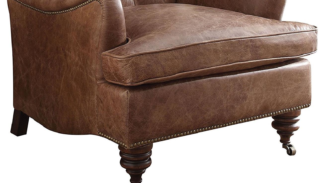 

    
Durham-96677-Set-2 Brown Genuine Leather Accent Chair w/End Table Set Acme Furniture 96677 Durham
