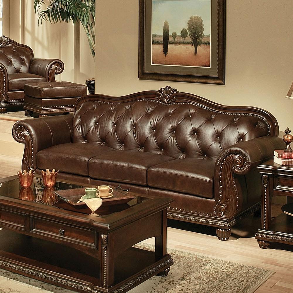 Acme Furniture 15030 Anondale Espresso Top Grain Leather Sofa Set