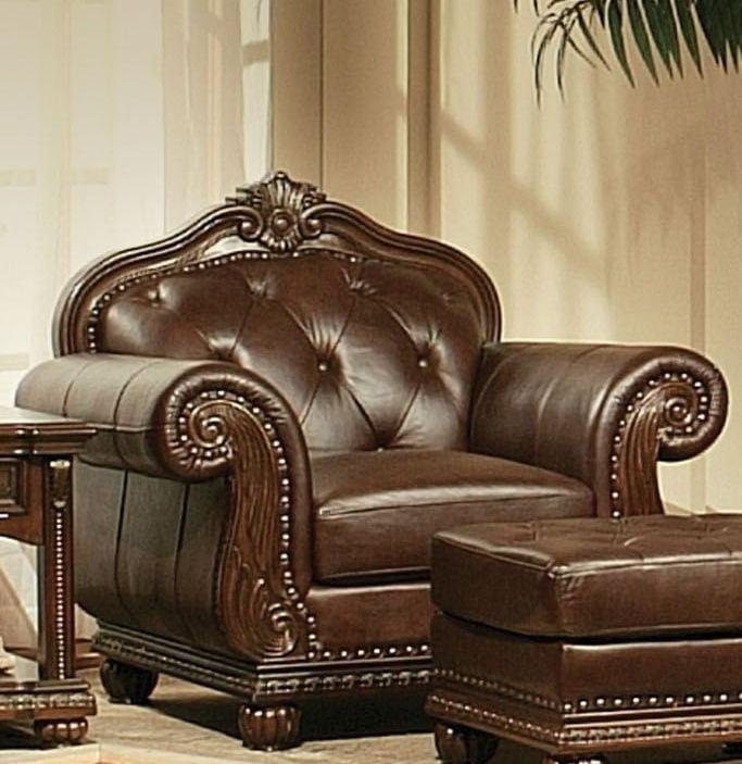 

        
Acme Furniture Anondale 15030 Set Sofa Loveseat and Chair Set Cherry/Espresso Top grain leather 00840412023309
