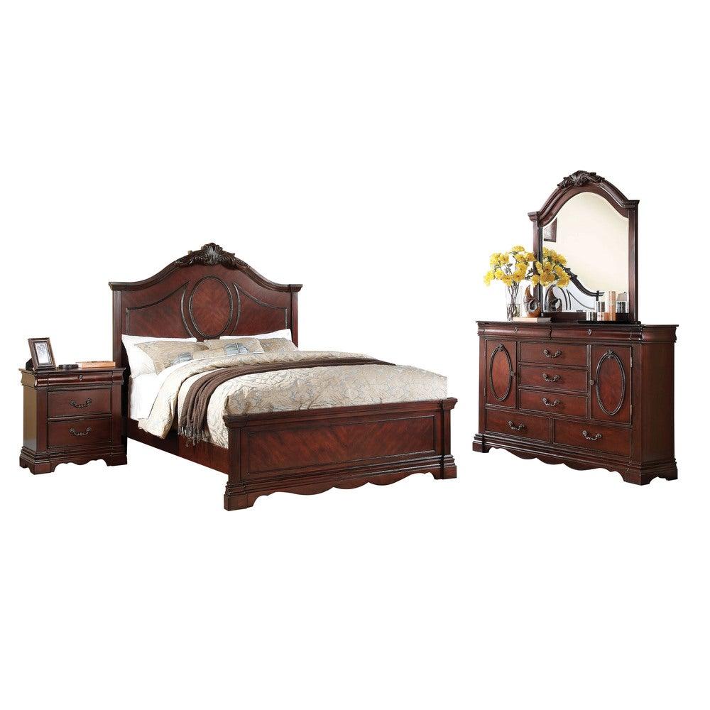 

    
Dark Cherry Queen Panel Bedroom Set 5Pcs Estrella 20730Q Acme Classic Traditional
