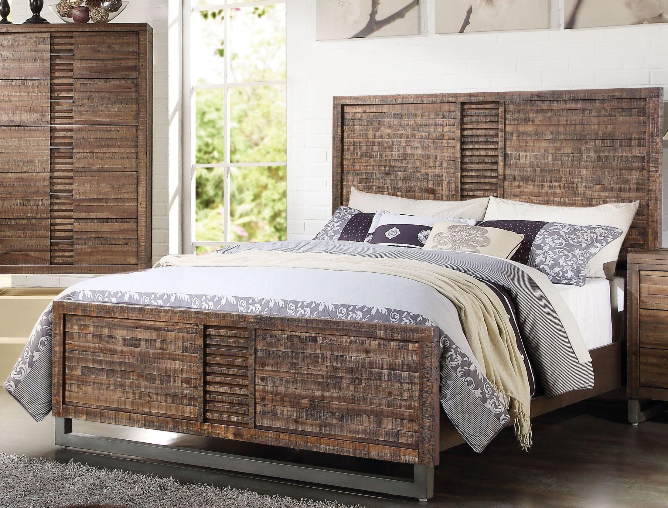 Modern, Traditional Panel Bed Andria Andria-21287EK in Oak 