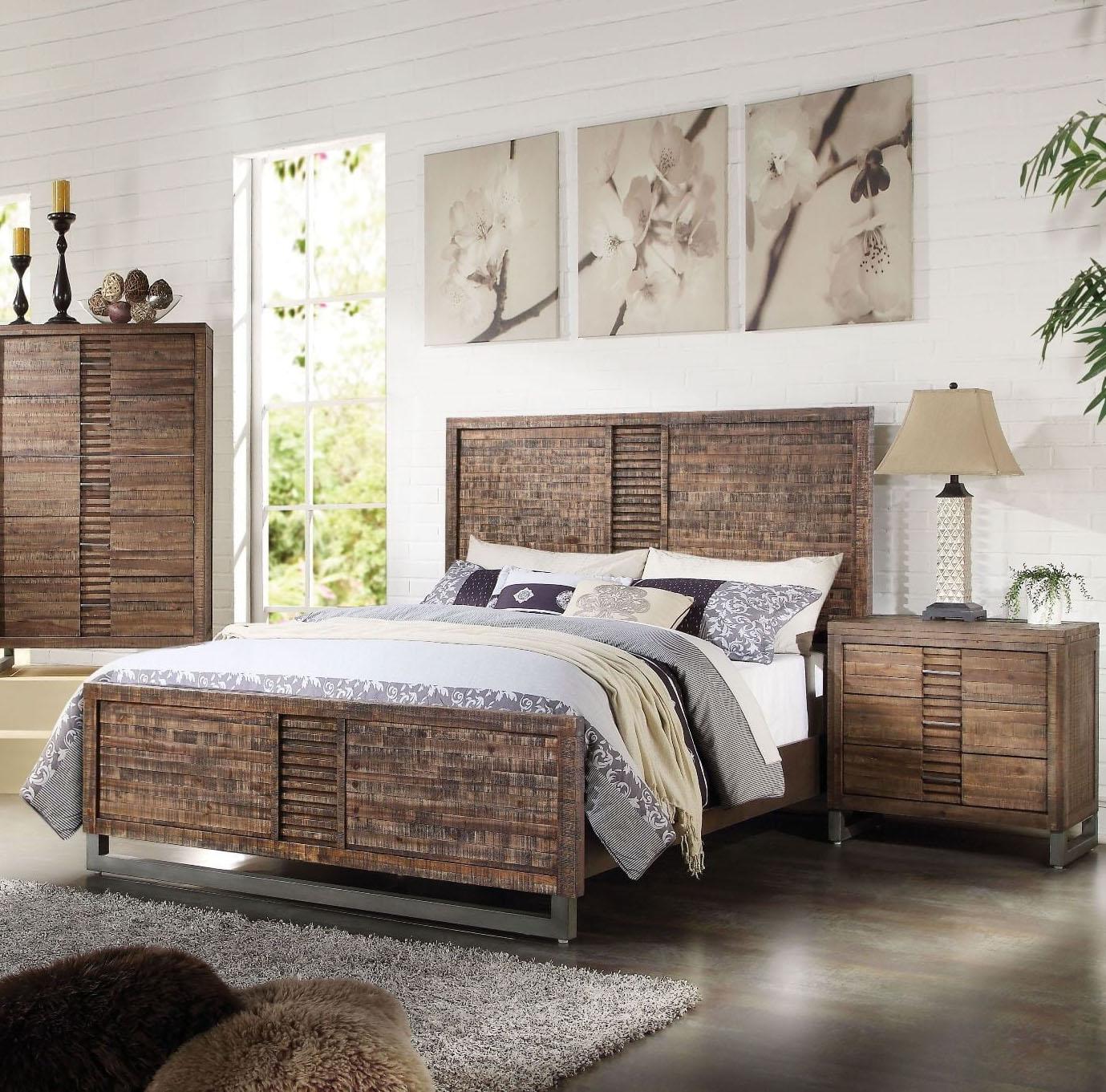 Modern, Traditional Panel Bedroom Set Andria-21290Q Andria-21290Q-Set-3 in Oak 