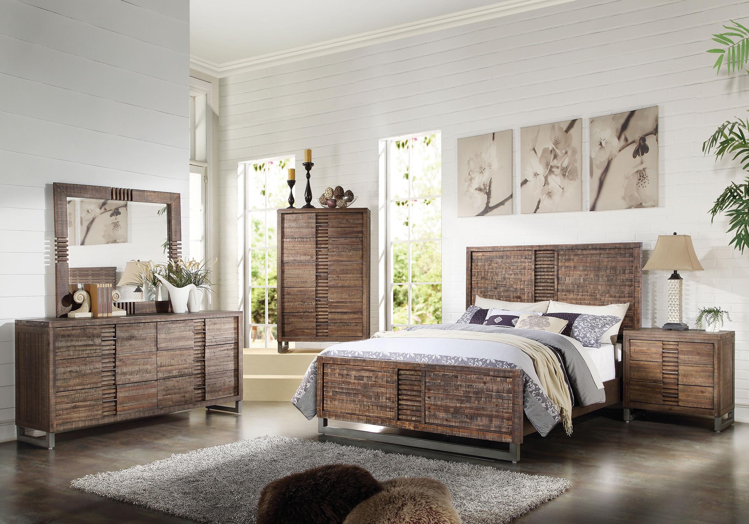 Classic, Traditional Panel Bedroom Set Andria-21290Q Andria-21290Q-Set-5 in Oak 