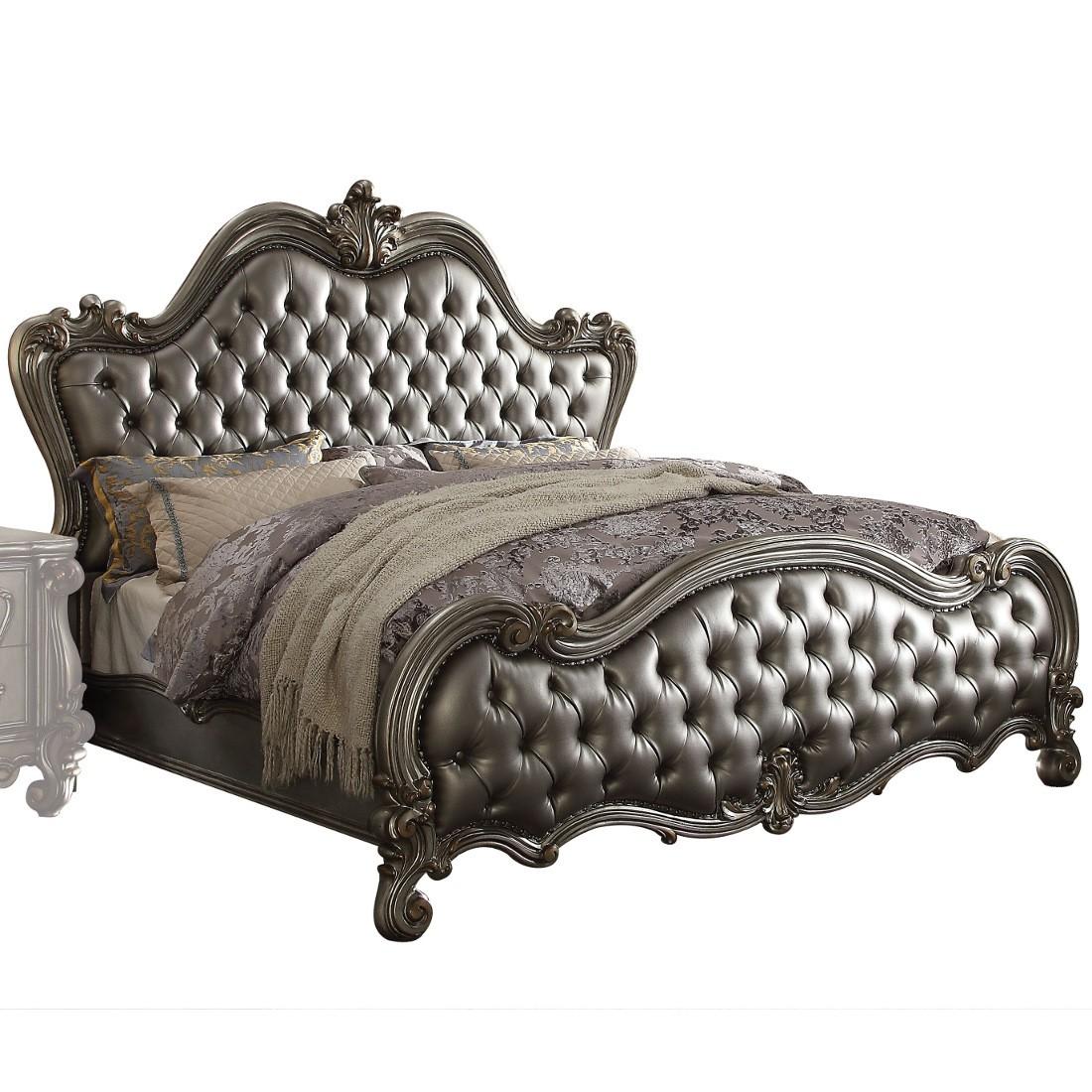 

        
Acme Furniture Versailles II-26837EK Panel Bedroom Set Platinum/Antique/Silver Polyurethane 0840412153945
