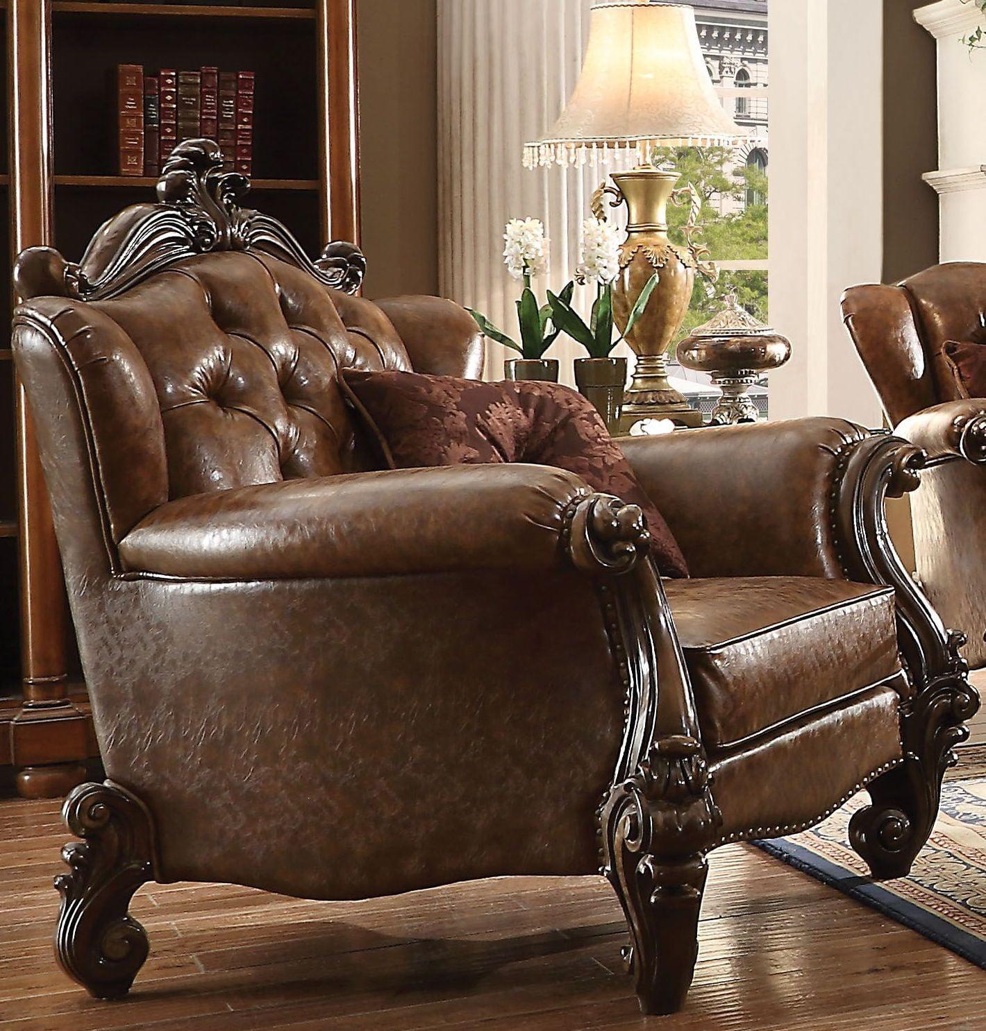

        
Acme Furniture Versailles 52100 Sofa Set Brown/Light Brown Leather 00840412001406
