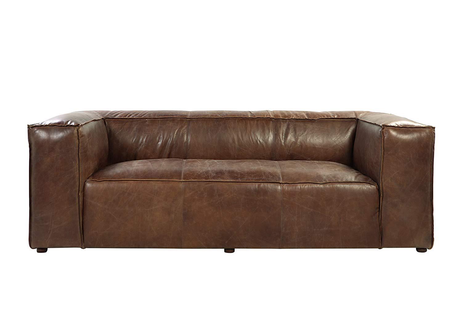 

    
Industrial Vintage Brown Top Grain Leather Sofa Acme Brancaster 53545
