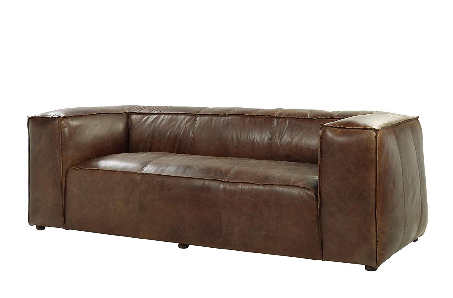 

    
Industrial Vintage Brown Top Grain Leather Sofa Acme Brancaster 53545
