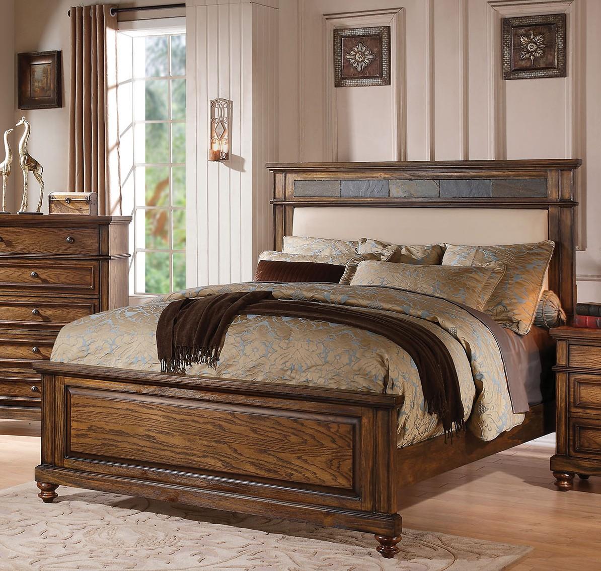

    
Acme Furniture 24437EK Arielle Oak Wood King Panel Bed Contemporary
