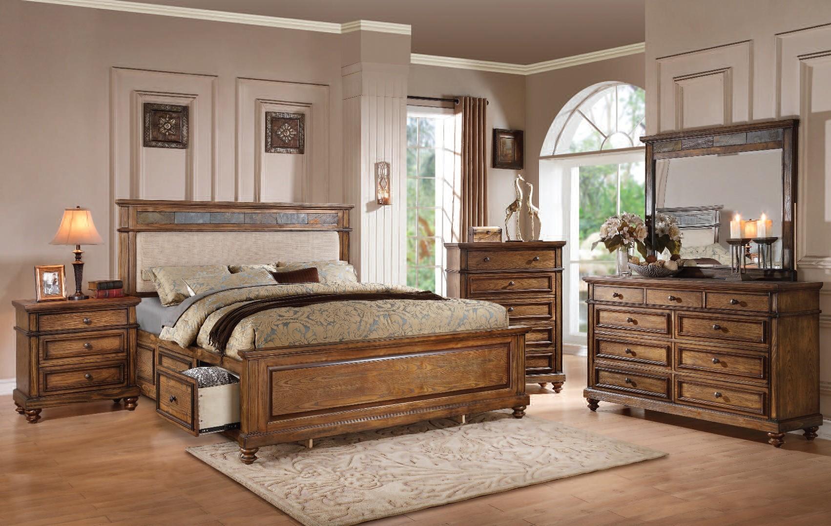 

    
Acme Furniture 24457EK Arielle Oak Wood King Storage Bed  Classic
