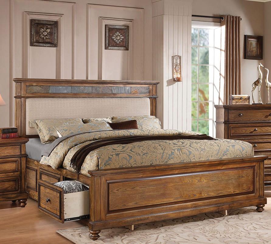 

    
Acme Furniture 24457EK Arielle Oak Wood King Storage Bed  Classic

