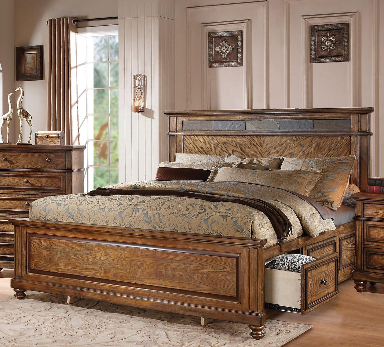 

    
Acme Furniture 24477EK Arielle Oak King Storage Bed Drawers Contemporary

