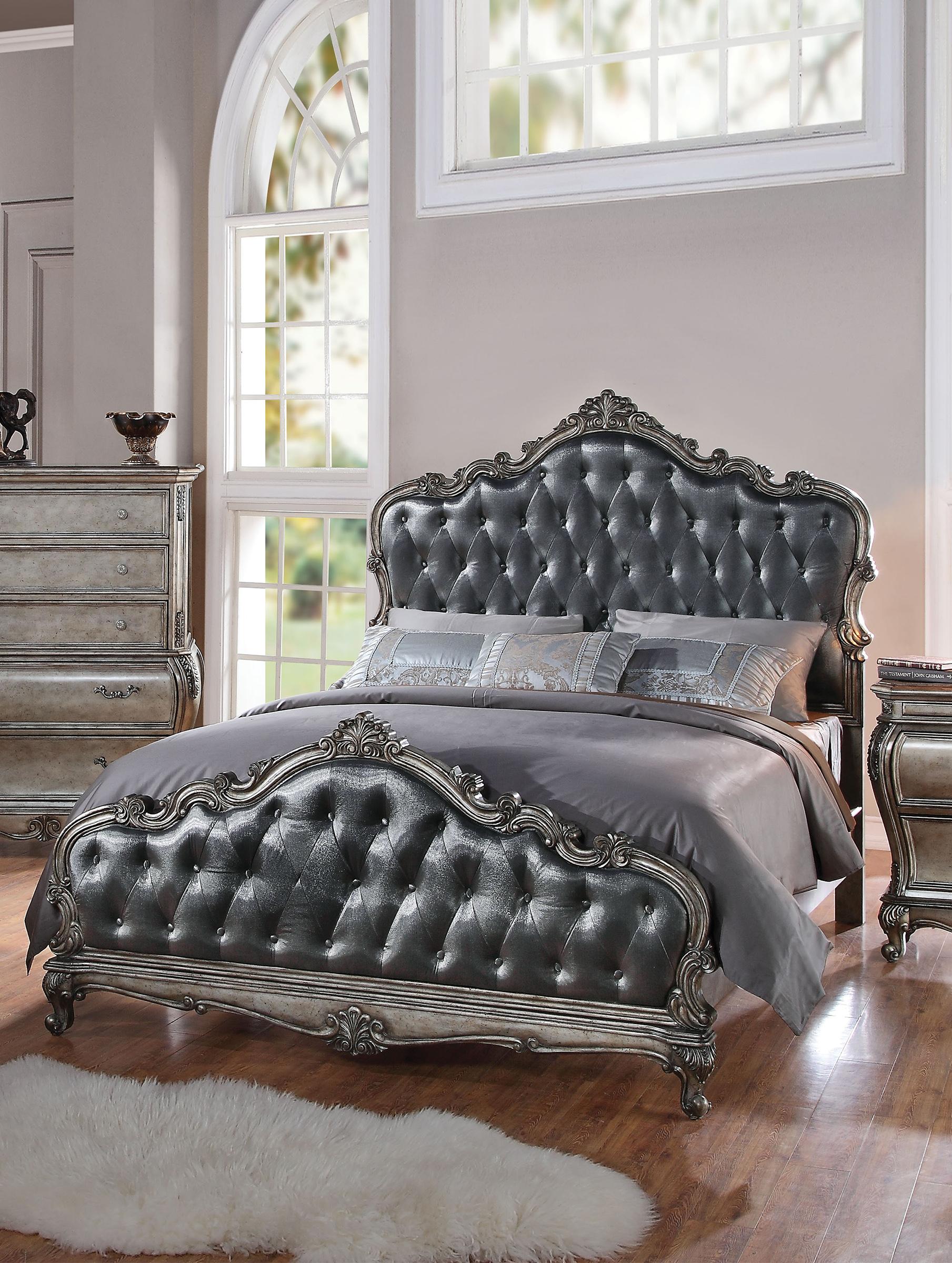 

        
0840412896606Silver Gray Antique Platinum Queen Bedroom Set 4P Chantelle 20540Q Acme Classic
