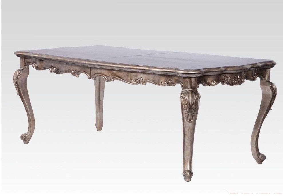 Traditional Dining Table Chantelle 60540 60540 Chantelle in Antique Silver, Platinum Lacquer