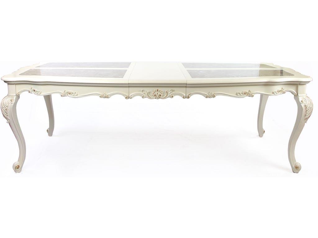 Traditional Dining Table Chantelle 63540 63540 Chantelle in Pearl, White Marble