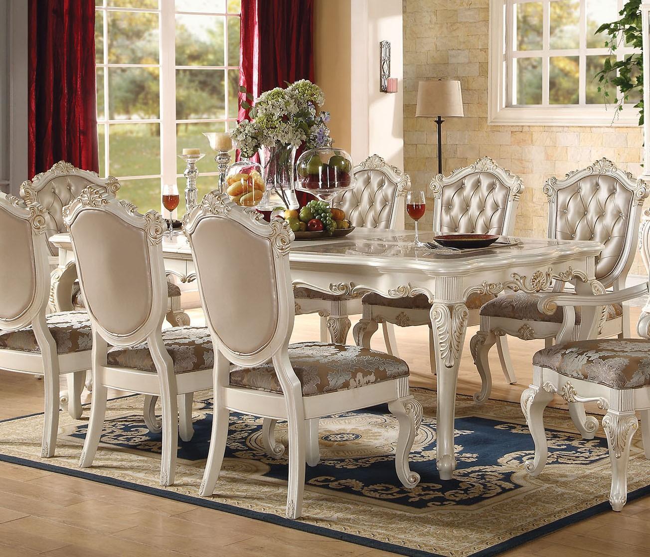

    
63540 Chantelle-Set-9 Marble and Pearl White Dining Room Set 9 Pcs Acme Furniture 63540 Chantelle

