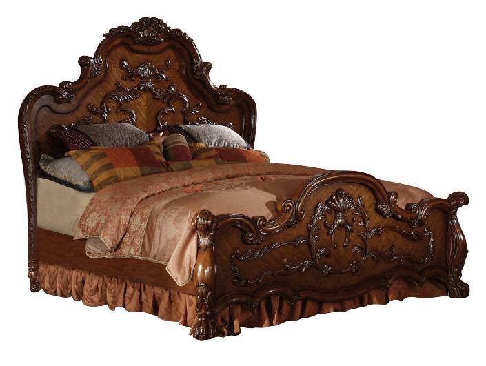 

    
 Shop  Cherry Oak King Bedroom Set 4Pcs Carved Wood 12137EK Dresden Acme Classic

