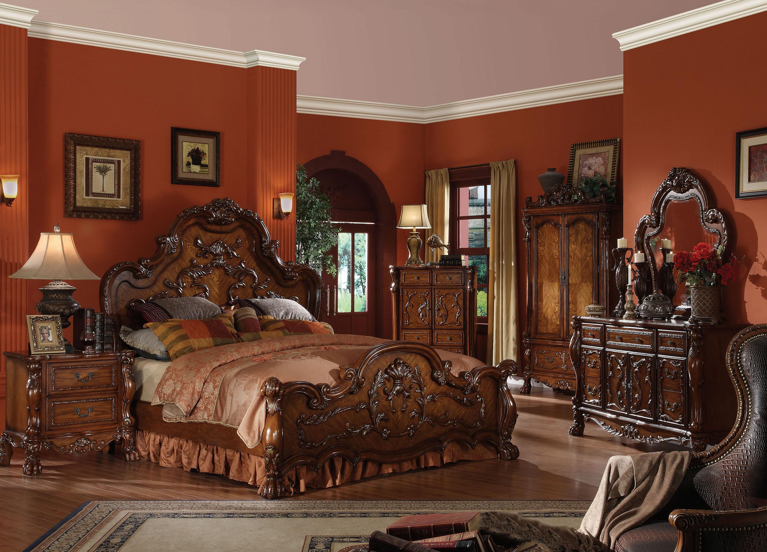 

    
Cherry Oak King Bedroom Set 4Pcs Carved Wood 12137EK Dresden Acme Classic
