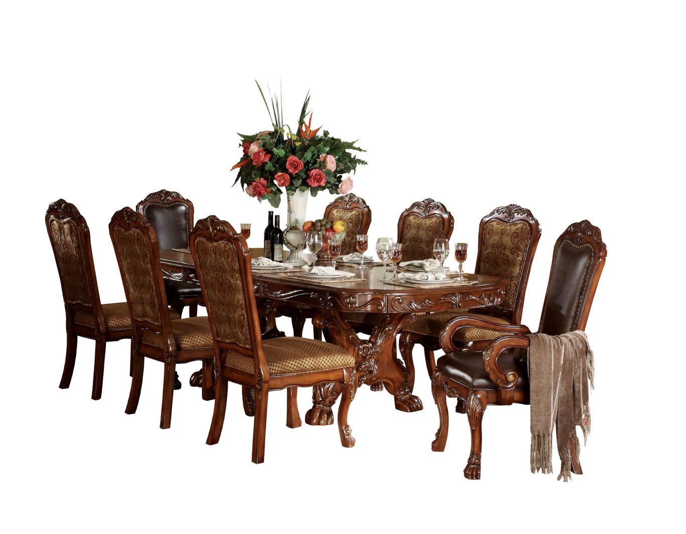 Classic, Traditional Dining Table Set Dresden 12150 12150 Dresden-Set-7 in Cherry Polyurethane