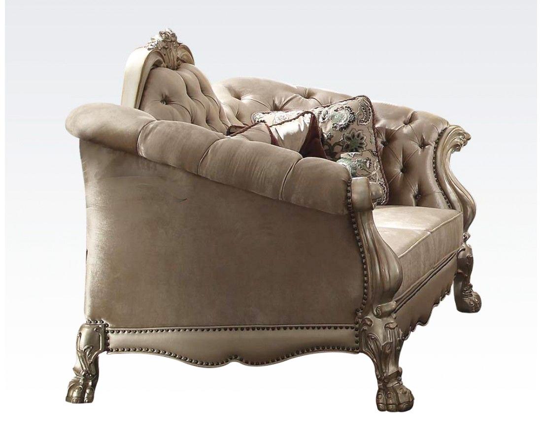 

    
Bone Velvet & Gold Patina Sofa Set 2Pcs Victorian Traditional Dresden 52090 Acme
