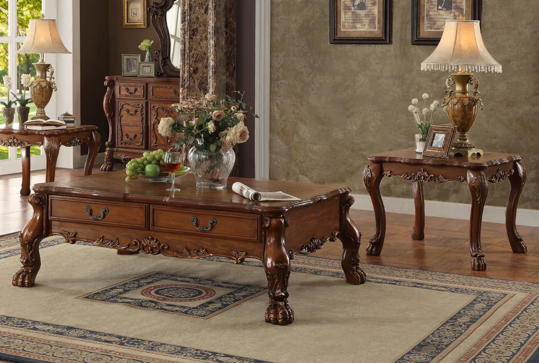

    
Golden Brown & Cherry Oak Sofa Set 5P Victorian Traditional Dresden 52095 Acme
