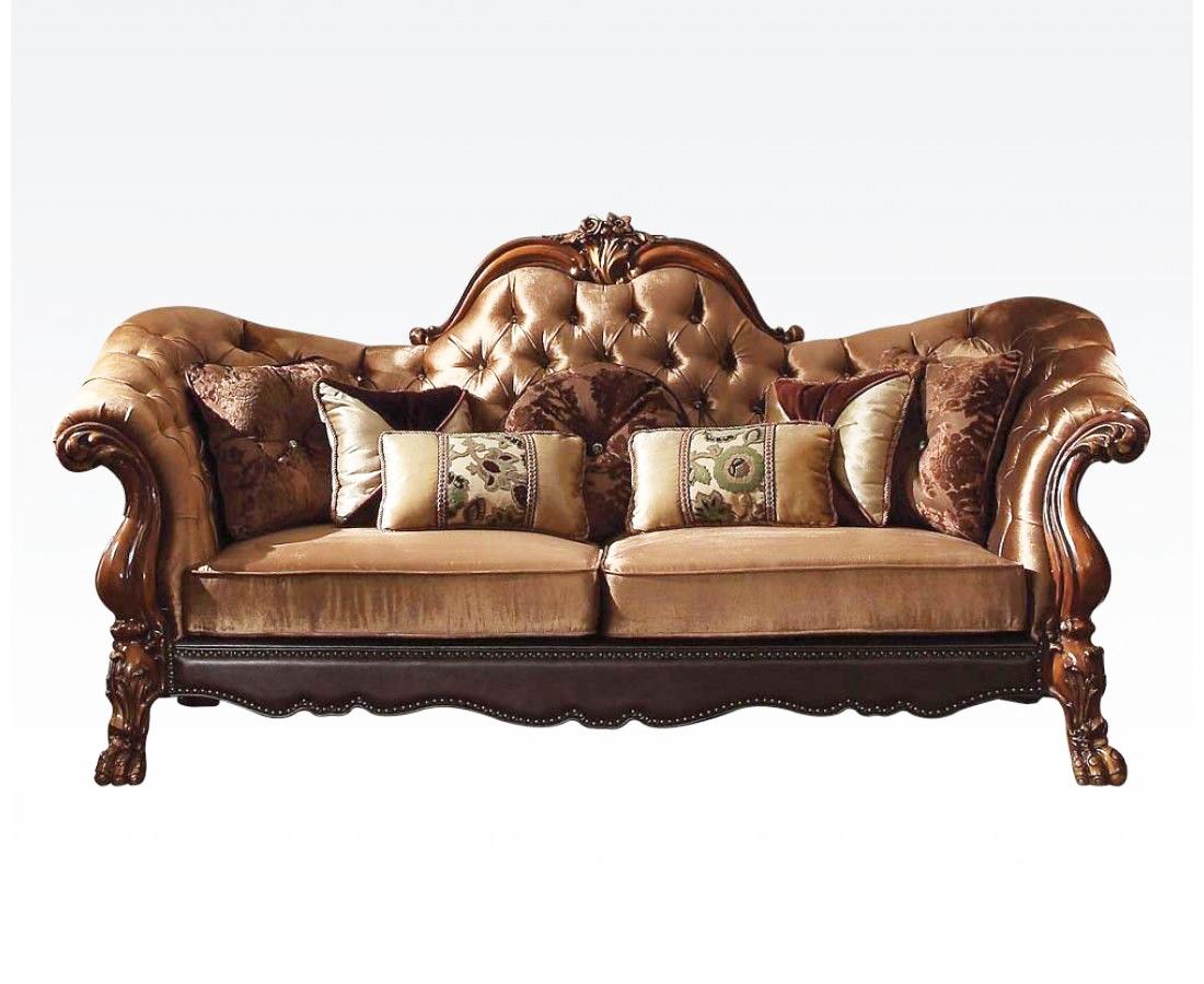 

        
0840412033476Golden Brown & Cherry Oak Sofa Set 5P Victorian Traditional Dresden 52095 Acme
