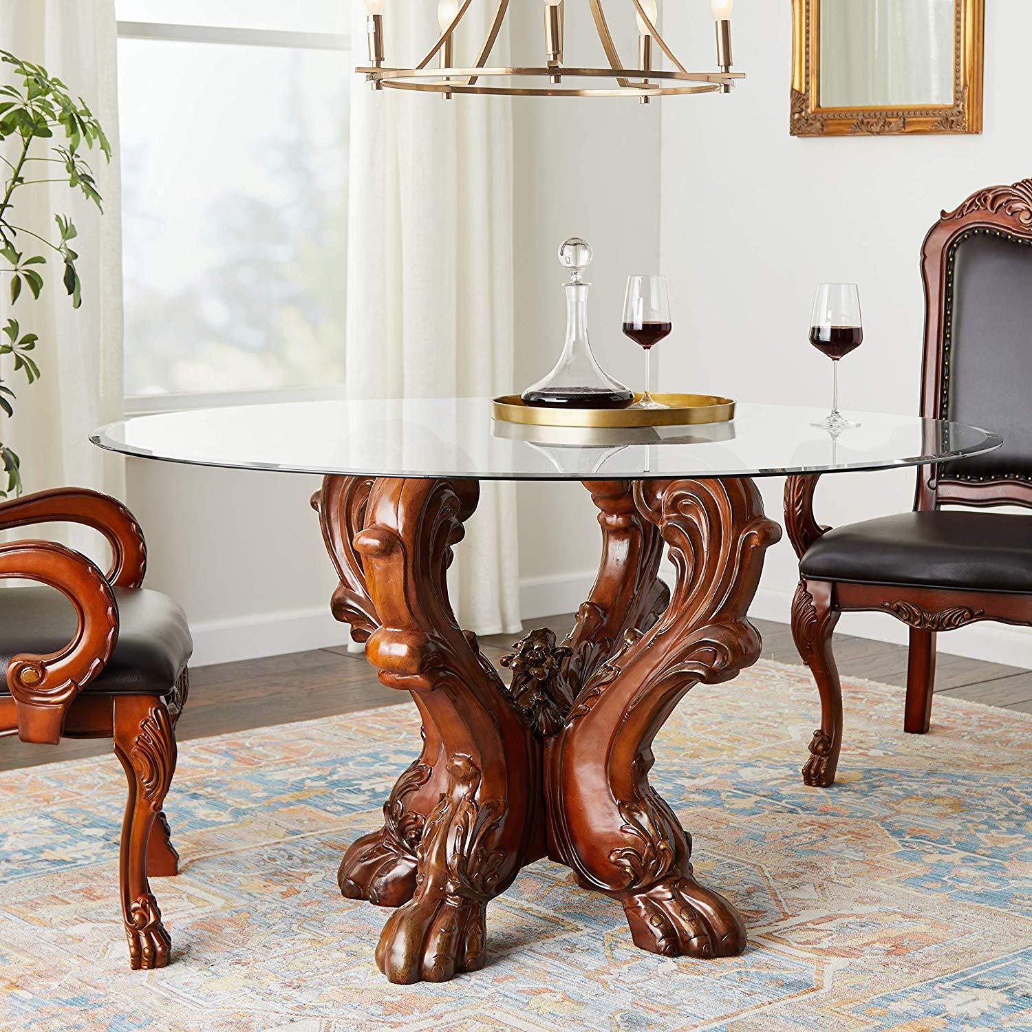 

    
Formal Cherry Oak Glass Round Dining Table Traditional Acme Furniture 60010 Dresden
