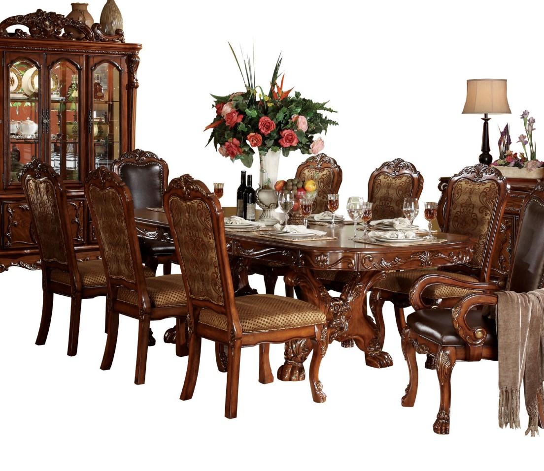 

    
Cherry Oak Double Pedestal Extendable Dining Table Acme Furniture 12150 Dresden
