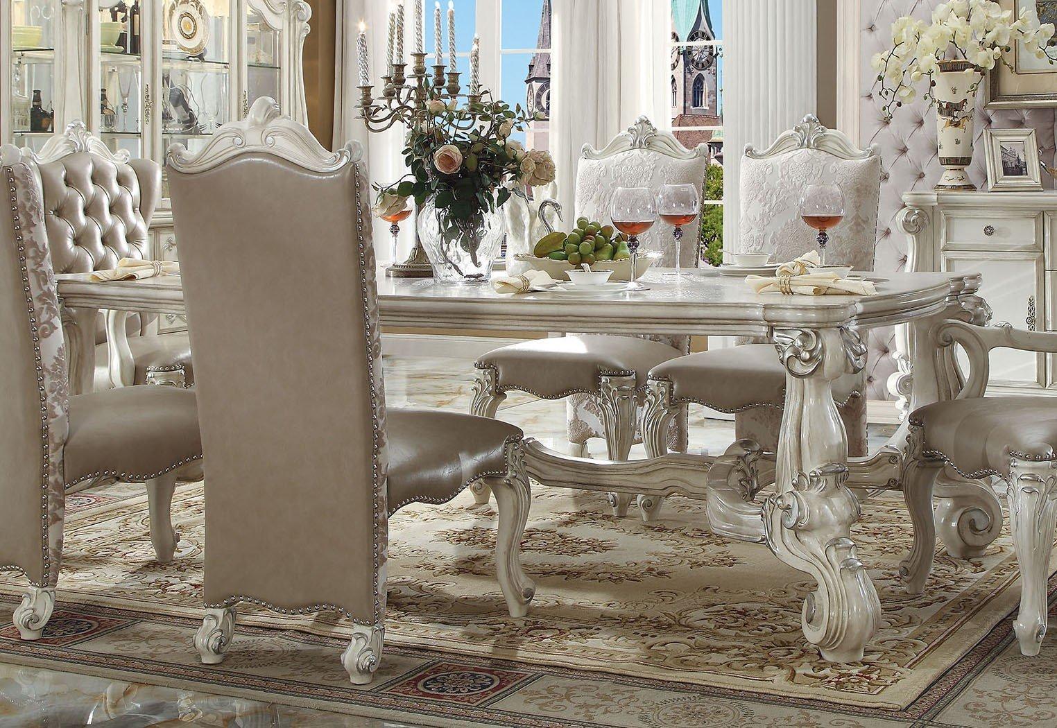 

        
008404120336819-Piece Pedestal Dining Set in Bone White Versailles 61130 Acme Traditional
