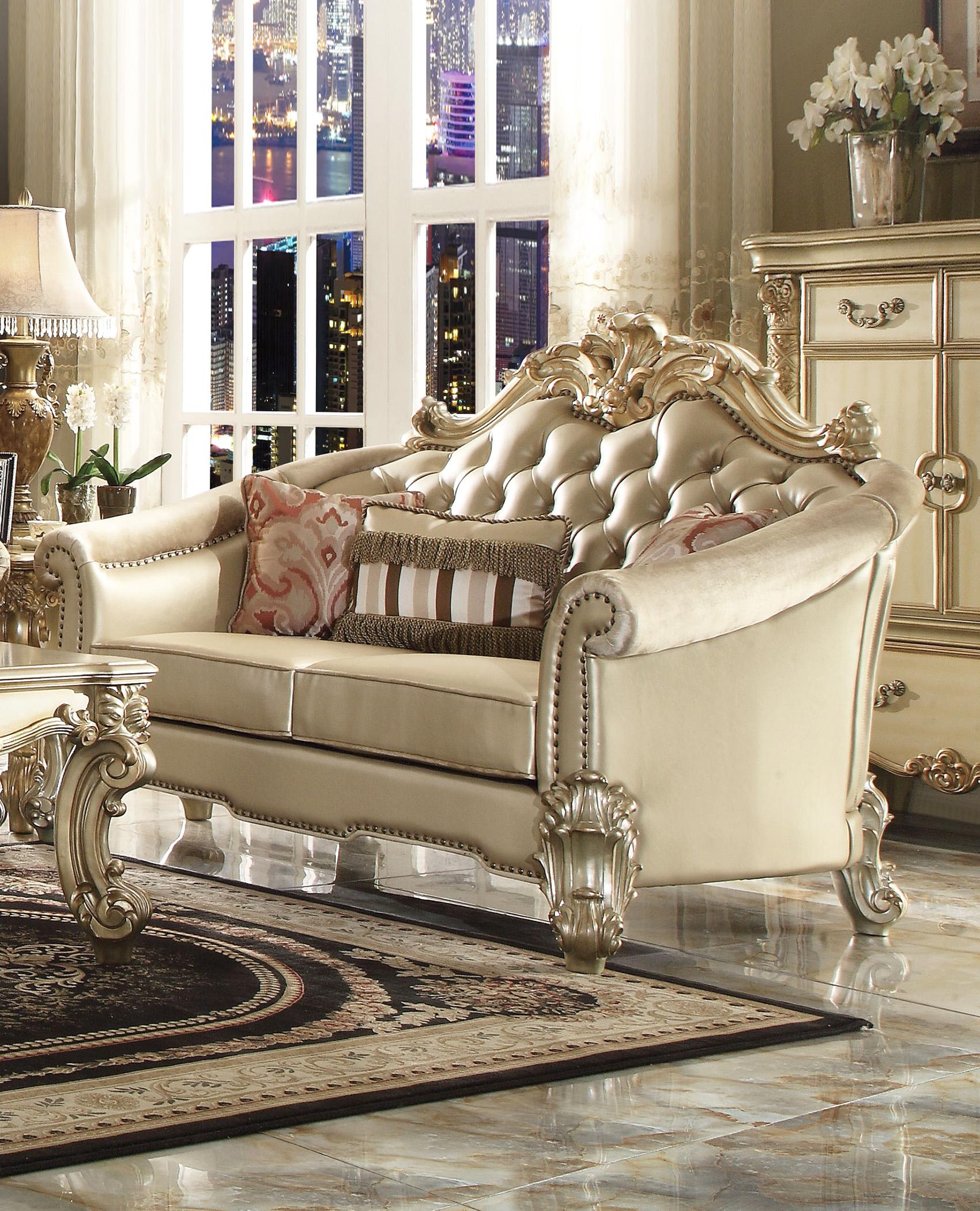 

        
Acme Furniture Vendome II-53120 Sofa Love Chair Gold Polyurethane 0840412052194
