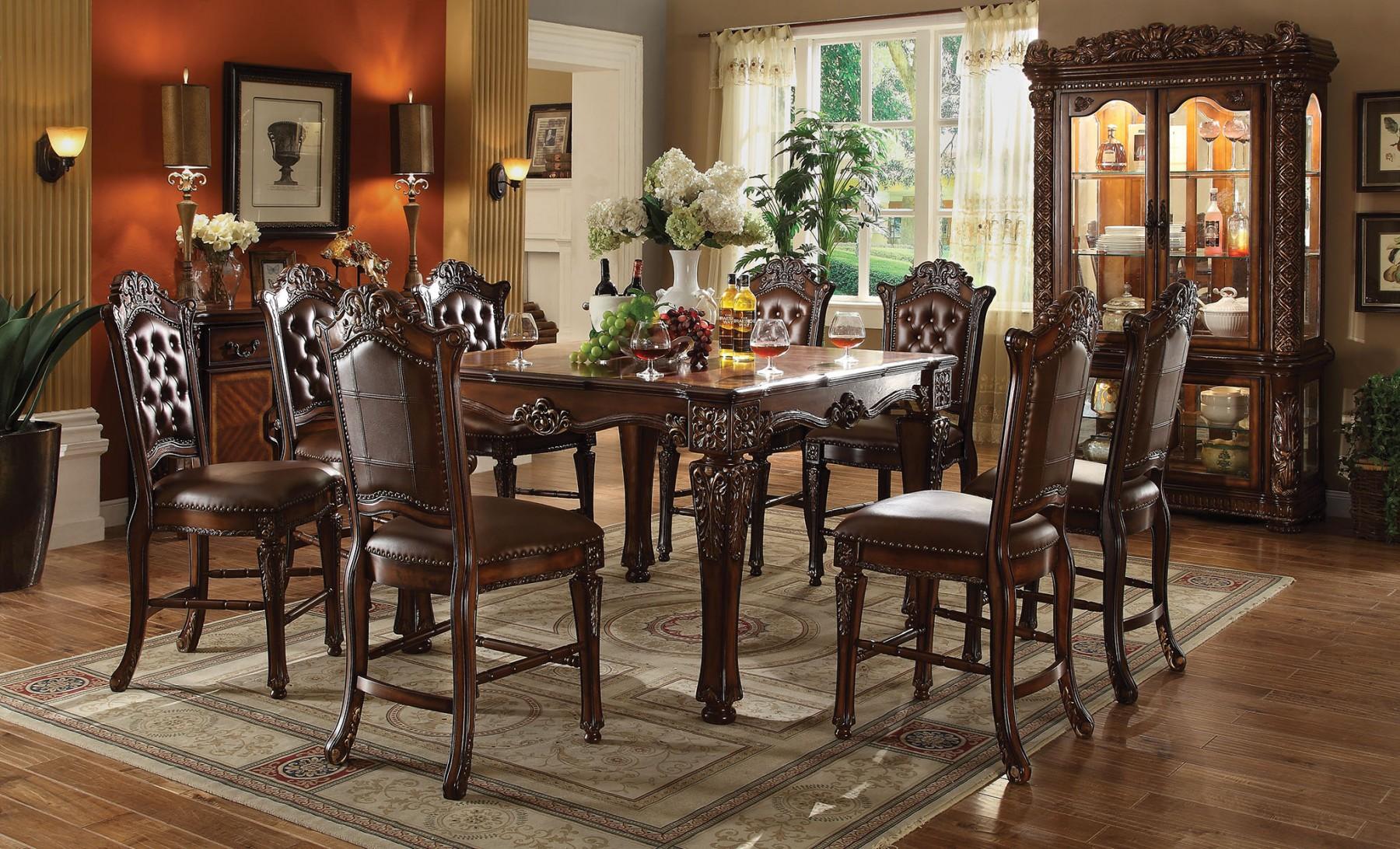 

    
Cherry Counter Height Dining Room Set 5 Pcs Classic Acme Furniture 62025 Vendome
