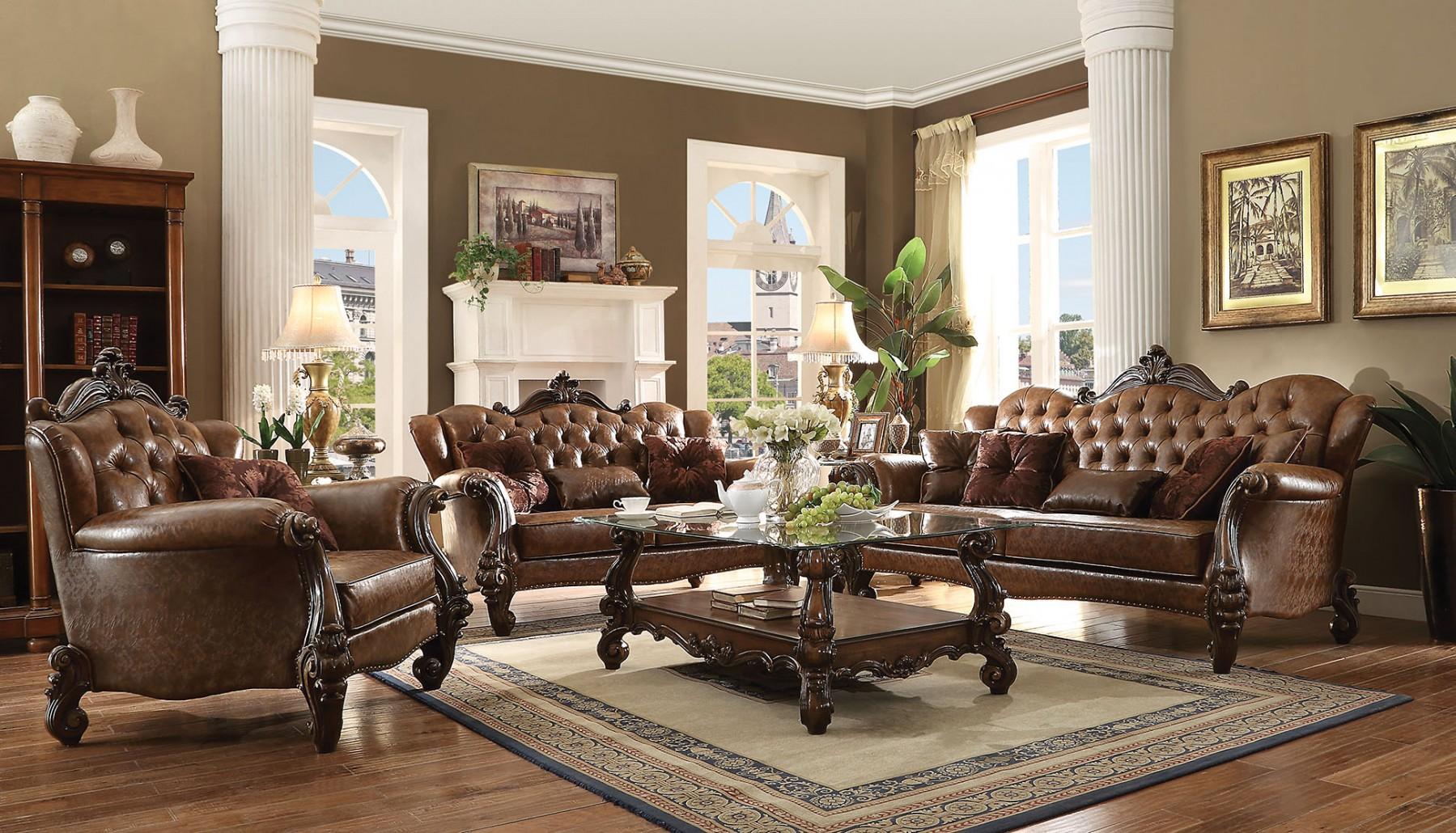 

    
Light Brown Cherry Oak Living Room Set 5Pcs Acme Furniture 52100 Versailles
