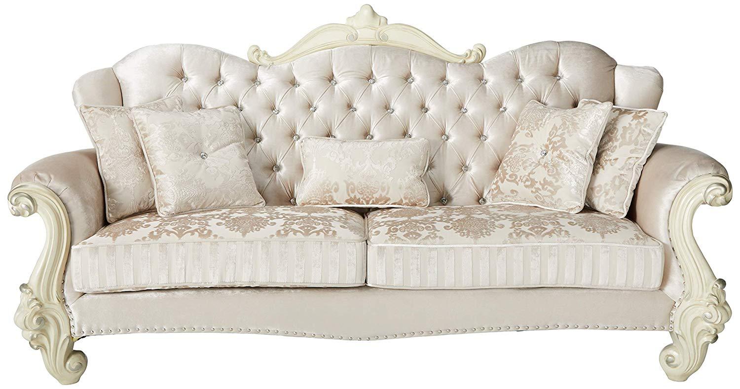 

    
 Shop  Ivory Velvet & Bone White Sofa Set 5Pc Vintage Traditional Versailles 52105 Acme
