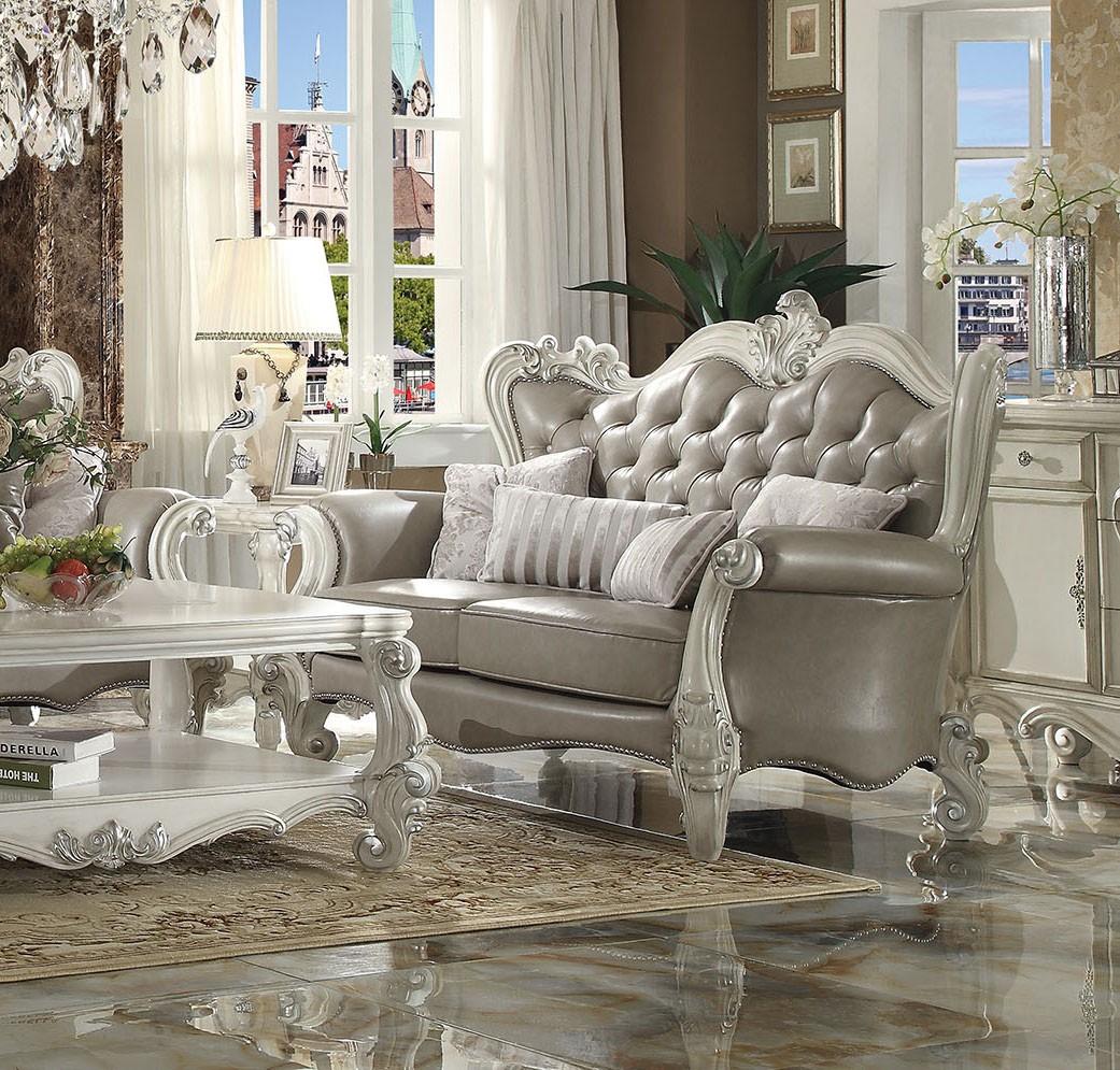 

        
Acme Furniture 52125 Versailles Sofa and Loveseat Set Gray Polyurethane 00840412111907
