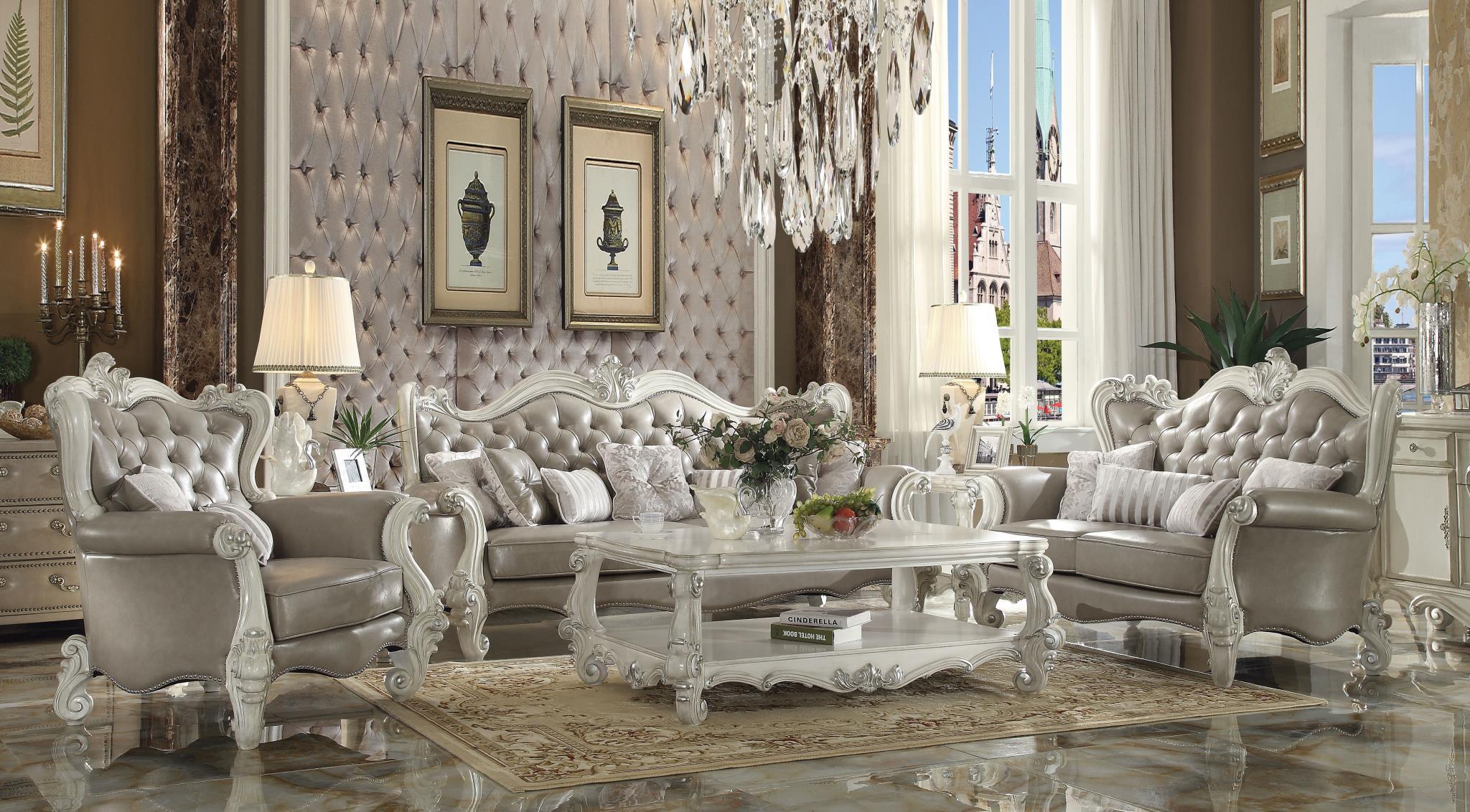 

    
Vintage Gray & Bone White Living Room Set 5 Pcs Acme 52125 Versailles Classic
