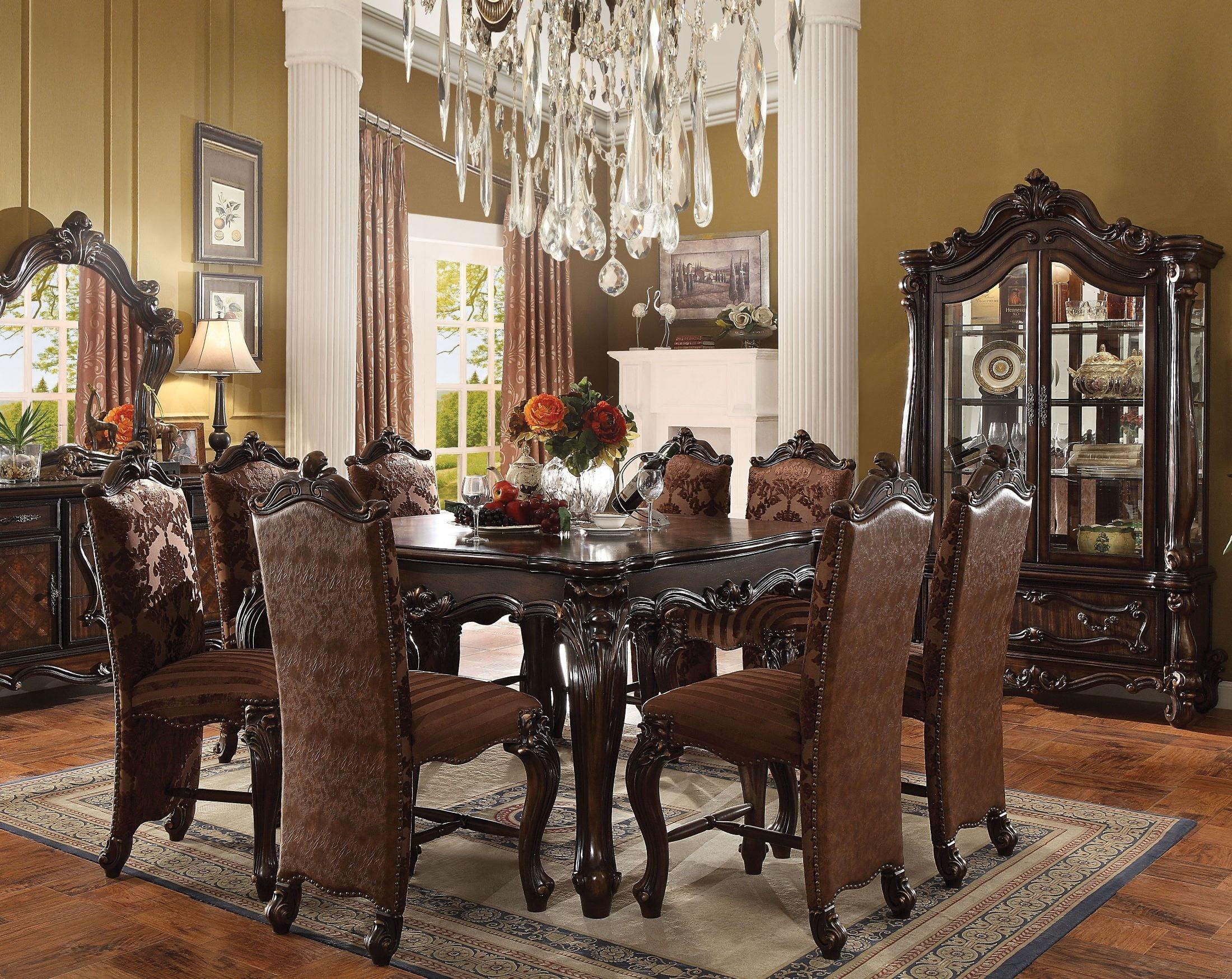 Classic, Traditional Counter Dining Set 61155 Versailles 61155 Versailles-Set-5 in Light Brown, Cherry Polyurethane