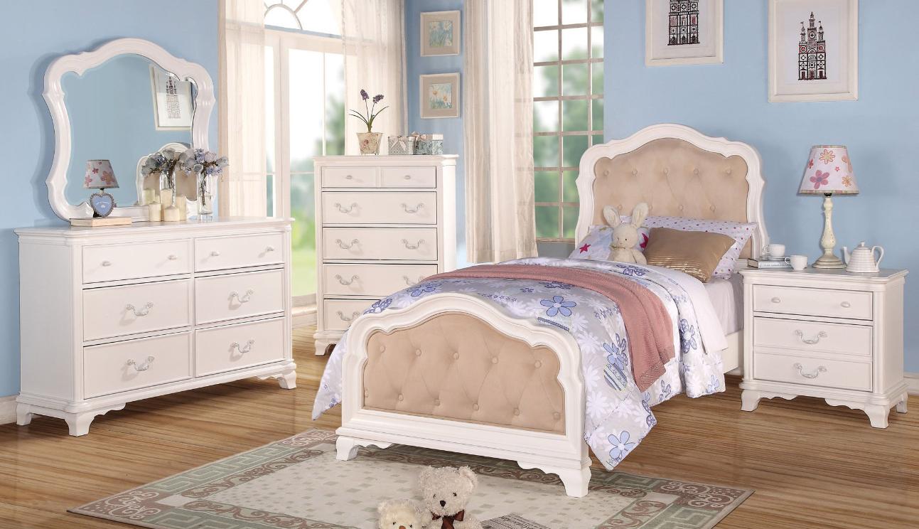 

    
Acme Furniture 30140F Ira Kids White Full Upholstered Bedroom Set 4Pcs Classic
