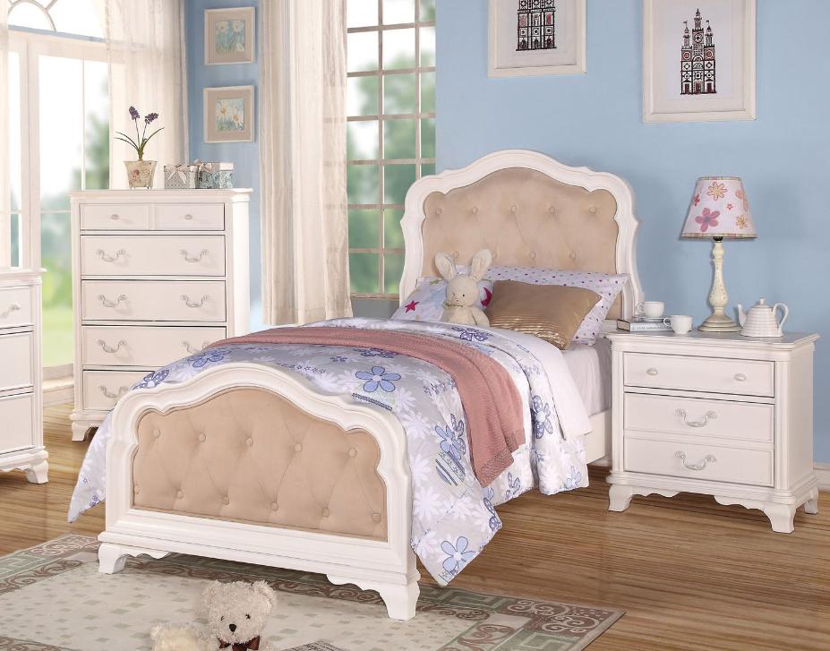 

    
Acme Furniture 30140F Ira Kids White Full Upholstered Bedroom Set 4Pcs Classic
